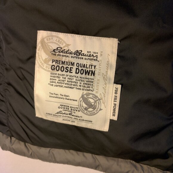 EB700 Eddie Bauer Puffer Vest Men L Tall Gray Goose Down Jacket - Picture 3 of 16